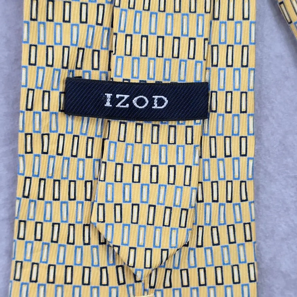IZOD Geometric Yellow Blue Executive Corporate Silk Neck Tie Men's - Picture 4 of 6